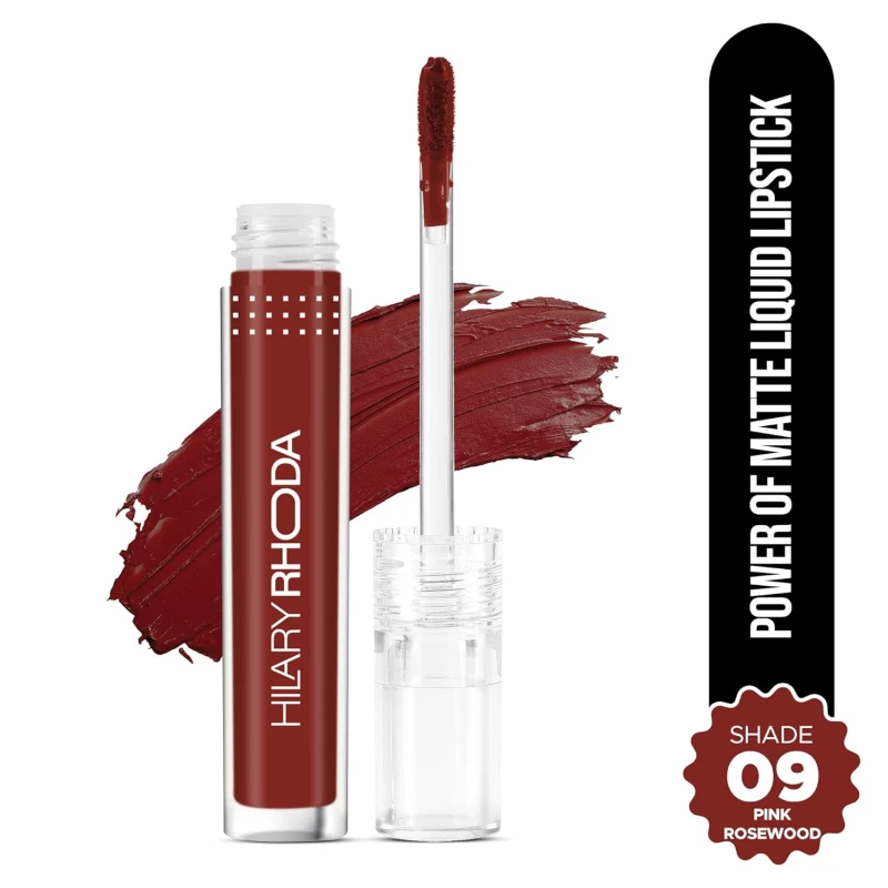 Hilary Rhoda Power Of Matte Liquid Lipstick | Buildable Colour | Long Lasting & Matte Finish | Lightweight & Non-Drying Formula | Smudge Proof & Non-Transferable | 3ml (Pink Rosewood - Shade 09) thumbnail 2